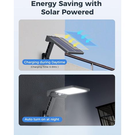 Lampe Solaire Exterieur, COLBOR Lumiere LED avec Détecteur de Mouvement avec 3 Modes Réglables IP65 Étanche Puissant Lampadaires avec Télécommande(2 pcs), Lampe-Solaire-Exterieur-Eclairage-Projecteur (1/4)