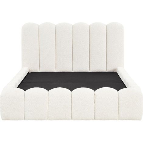 Lit coffre en tissu bouclette beige 140x190 cm RITA (1/5)