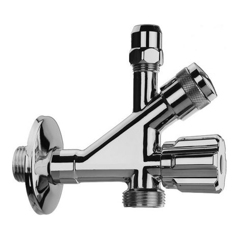 Va Albertoni Robinet combine' sous e'vier-machine a' laver chrome' avec filtre inte'gre' dans la vis et e'crou conique haut, coupelle, robinet de rechange