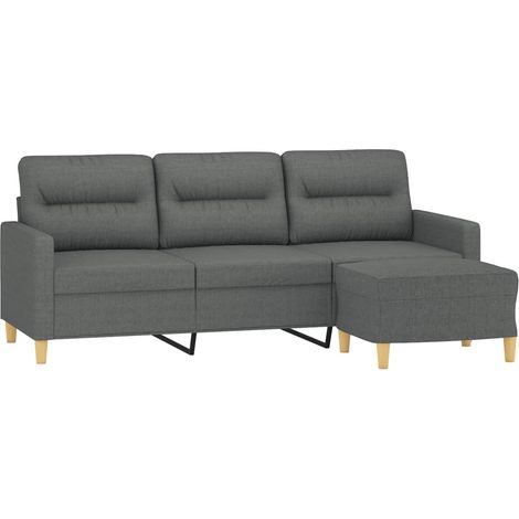 3-Sitzer-Sofa mit Hocker Dunkelgrau 180 cm Stoff vidaXL (1/4)