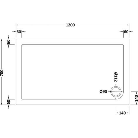 Slim 1200 x 700 Rectangular Stone Resin Shower Tray For Wetroom Enclosure (1/2)
