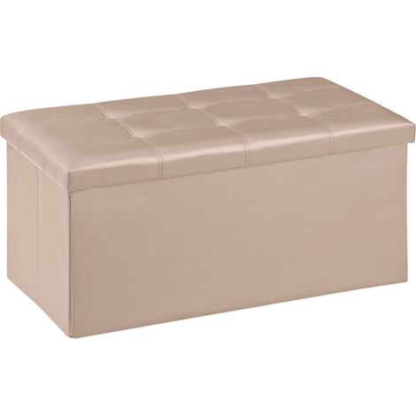 Pouf Contenitore In Ecopelle Cassapanca Pieghevole 87 Litri Capienza,Salvaspazio,Portaoggetti,Seduta Imbottita,Portata 300 Kg Rettangolare Pouff Poggiapiedi Sgabello Tortora (1/5)