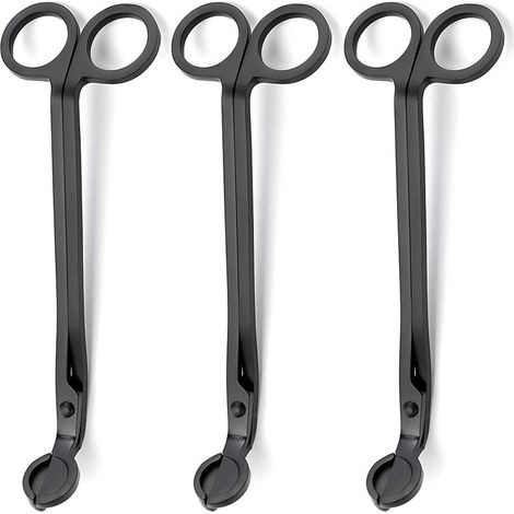 Ensemble de 3 ciseaux à mèche noirs pour bougies, outil d'entretien des bougies en métal, accessoire pour bougies (1/3)