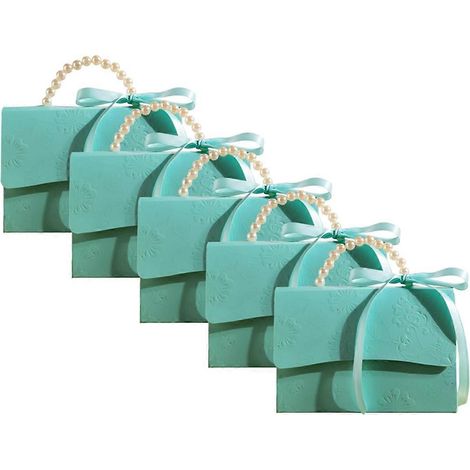 Elegante, geprägte Geschenkbox mit Satinband und Perlmuttgriff (siehe Fotos). (1/5)