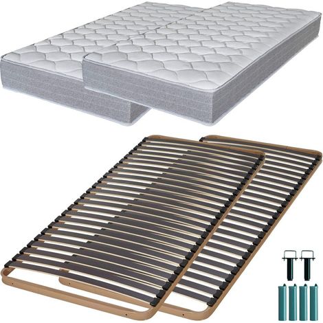 Matelas mousse + Sommier métal C224 2x90x190 Madere - Hauteur 24 cm - Soutien ferme (1/5)