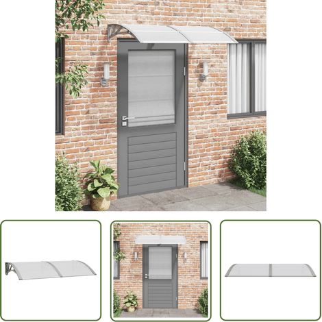 The Living Store Auvent de porte Gris 150x75 cm Polycarbonate - Auvent De Porte - Abri De Porte - Protection Contre La Pluie - Store Extérieur - Protection Solaire (1/5)