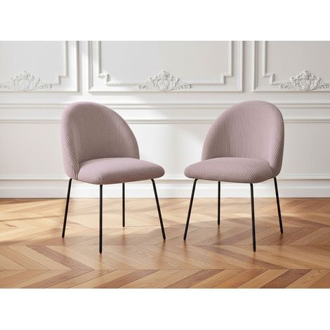 BOBOCHIC - Lot de chaises LALIE tissu velours côtelé et pieds métal noir Rose (1/5)