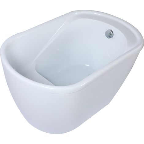 Vente-Unique – Baignoire sabot 120 x 75 x 65 cm – Acrylique blanc brillant – Capacité 165 L – Ovale – À poser au sol – 1 place