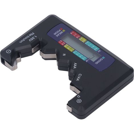 Testeur de piles numérique avec écran LCD ABS pour piles boutons 1,5 V et 9 V (noir) (1/5)