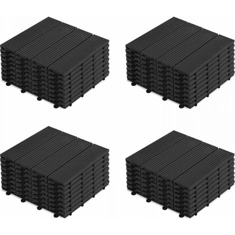 Lot de 32 dalles clipsables en bois composite gris