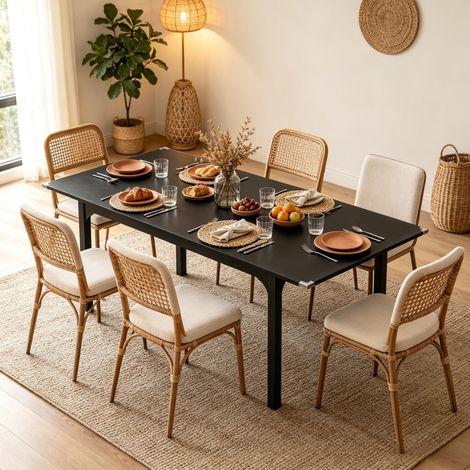 Tavolo da pranzo allungabile per 4-6 persone, gambe in acciaio, ideale per piccoli spazi, sala da pranzo (solo con 1 tavolo da pranzo) (1/5)