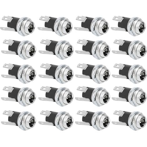 Prise Jack femelle pour alimentation cc, 20 pièces, avec écrou fileté 5.5x2.1MM, connecteur de montage sur panneau DC025M