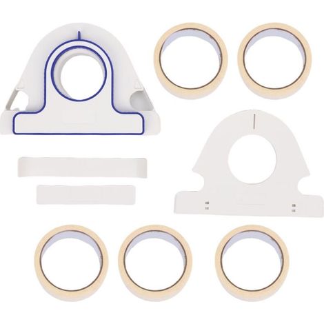 Masking tape applicator set, painter's dispenser and 5 rolls of 25mm white tape for decoration (1/5)