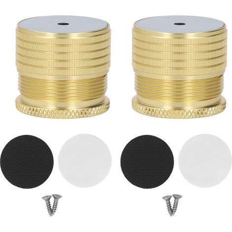 2-piece adjustable furniture riser, 23-37mm, 50-500kg load capacity, aluminum alloy, for bed, sofa, table, leg support, shiny gold (1/5)