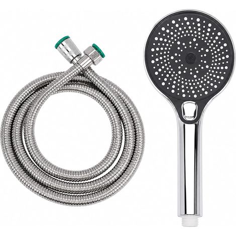 Cabezal de ducha de alta presión con manguera de 1,5 m, cabezal de ducha antical de 3 chorros, cabezal de ducha universal para baño, ahorra agua, fácil de limpiar, ligero. (1/5)