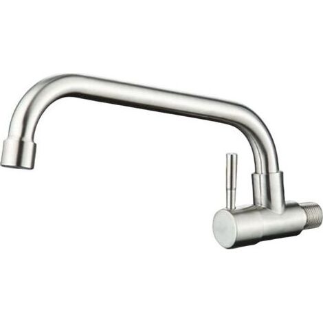 Robinet mural de cuisine à eau froide, robinet mélangeur brossé anti-empreintes digitales pour lavabo, avec aérateur amovible