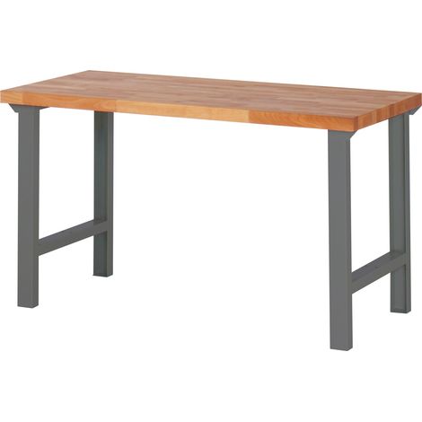 STIER Werktisch Premium, 1500x700x840 mm, aus Stahl und Buchenholz, umweltfreundlich pulverbeschichtet, perfekt als Werkbank für Werkstätten und Heimwerkerprojekte, robust und vielseitig