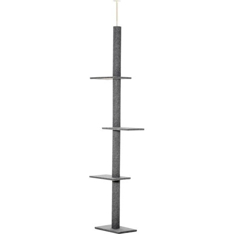 Arbre à chat du sol au plafond 43 x 27 x 228-260 cm hauteur réglable plateformes moderne en panneaux de particule gris (1/5)