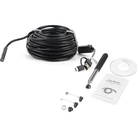 Un endoscope USB noir de 15 mètres avec caméra étanche de 2 mégapixels pour l'inspection des pipelines et des véhicules