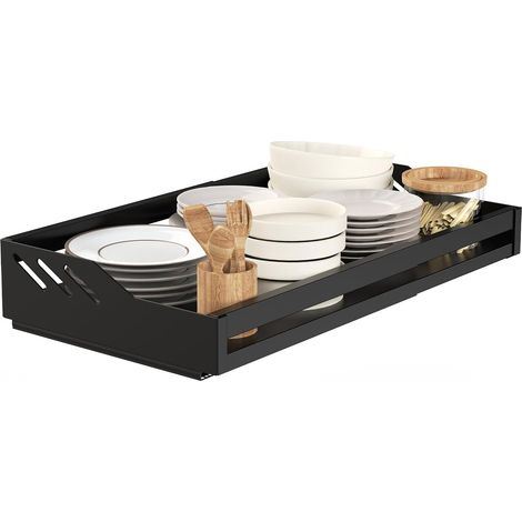 Pull-Out Kitchen Drawer, Extendable Telescopic Drawer, Black 30-60 cm kitchen drawer organizers no drilling storage cupboard sliding storage cupboard (1/5)
