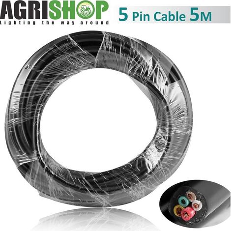5 m FLRYY Fahrzeugkabel, 5 Adern x 0,65 mm², 12 V/24 V Rundkabel, Anhängerkabel, Wohnwagen-/Autokabel, 5-adriges Anhängerverlängerungskabel, Elektrokabel (1/5)