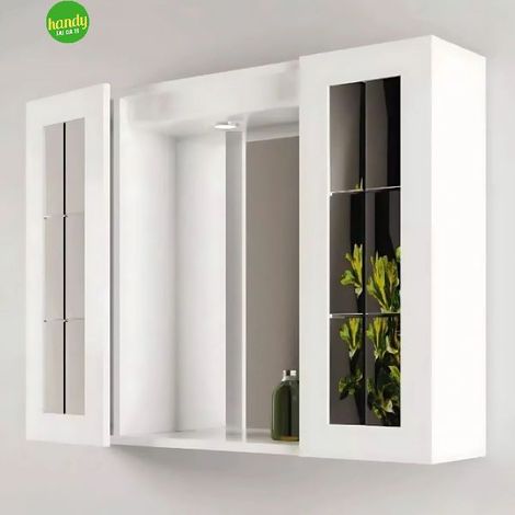 Specchiera bagno con due ante e faretto integrato l=81cm h=60cm p=16cm SAVINI (1/3)