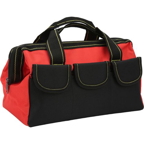 Jeffergarden Sac de rangement d'outils de 16 pouces, sac fourre-tout à large bouche, résistant à l'eau, Portable, fourre-tout pour outils, rouge