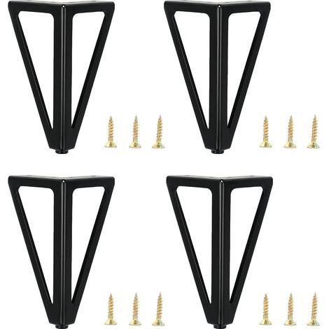4 Pieds de Meubles Noirs, 6"/15cm Pieds de Meubles de Rechange en métal, Pieds de Meubles, Pieds de Meubles, Pieds de Table, Pieds d'armoire, pour chaises, Placard, canapé (1/5)