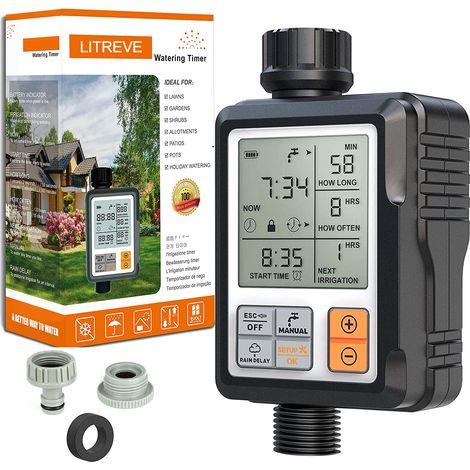 Timer per irrigazione automatica, timer per irrigazione da giardino, timer per rubinetto di irrigazione collegato, blocco impermeabile IP65
