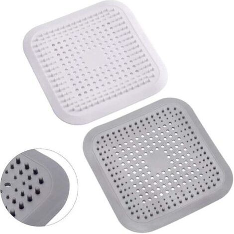 5 Pcs Silicone Attrape Cheveux Douche avec Ventouse, Protection de Drain Filtre Evier, Universel Filtre à Cheveux pour Salle de Bain, Baignoire, Cuisine (3Blanc + 2Gris) (1/4)