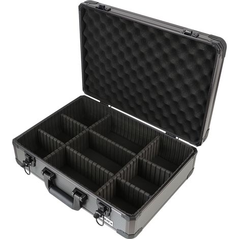 HMF 14502-02 Alu Aufbewahrungskoffer, Universalkoffer, verstellbare Facheinteilung, 46 x 15 x 33 cm (1/5)
