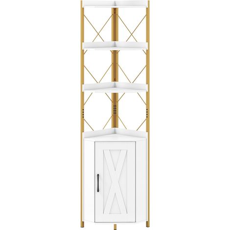 Corner Shelf with Storage, 180 cm, 5-Tier, White (1/5)