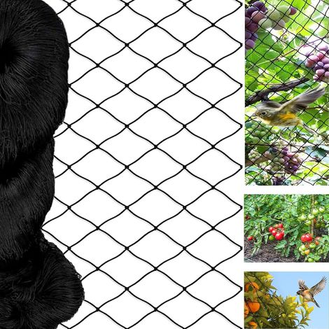 Filet Anti Oiseaux 10m X 10m, Filet Protection Oiseaux Noir Filet Poules, Filet Voliere, Filet Poulailler RéUtilisable (Mailles De 5 X 5 cm de Grands Trous) (1/5)