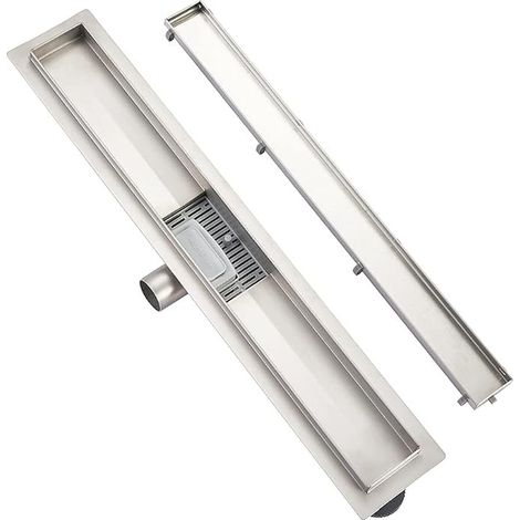 Stainless Steel Shower Channel, 30 cm, Adjustable 2-in-1 Tile with Odour Blocker Siphon and Hair Filter, Flat, Drainage (1/5)