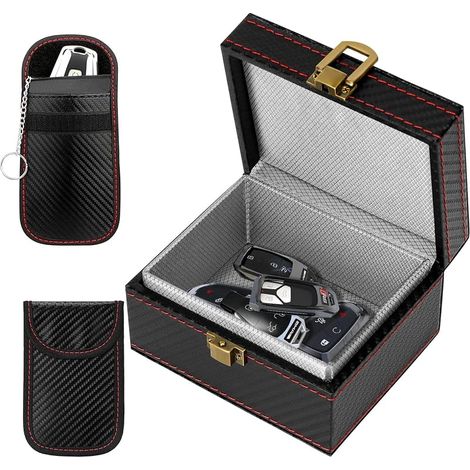 Boîte Anti RFID & Lot de 2 Signal Blocage Faraday Pochette Sac,Boîte à clés de Voiture, Keyless Go Boîte Protection,Etui Anti RFID,pour Antivol Anti Piratage et RFID Cage de Faraday(115 x 95 x 65 mm) (1/5)