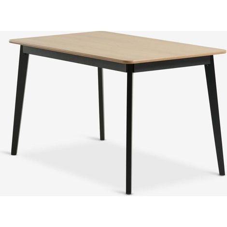 ORION91® - Rectangular Dining Table (130x80cm) in Natural Oak/Black, MDF and Solid Rubberwood, Industrial Style, Perfect for Kitchen, Dining Room, or Office - Max Load 40kg, Easy Assembly, Ideal for H (1/3)