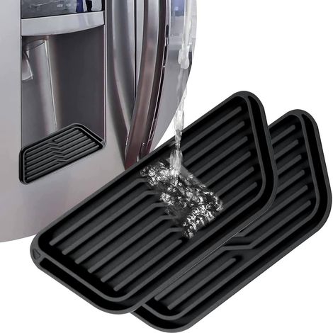 Bac récupérateur d'eau pour réfrigérateur Samsung, tapis en silicone réutilisable pour distributeur d'eau (noir) (1/5)