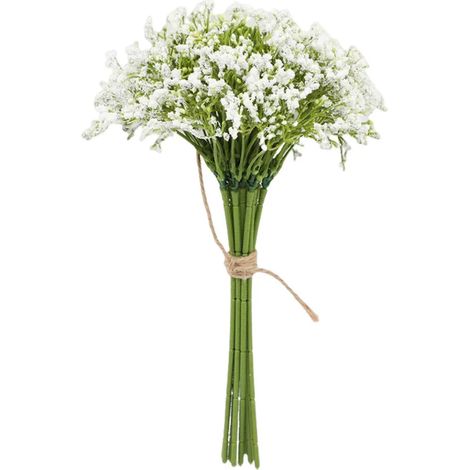 12 bouquets de gypsophile artificielle avec tiges, réalistes et réutilisables, pour la maison, les mariages, les fêtes, les compositions florales, la décoration et les accessoires photo. (1/5)