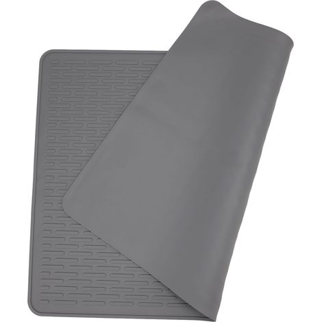 Protection multifonctionnelle en silicone pour plan de travail, prévient les rayures, idéale pour la cuisine (gris). (1/5)