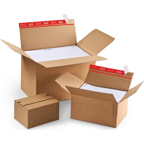 Lot de 10 Carton à fond automatique hauteur variable à fermeture adhésive et bande d'arrachage 30,5 x 22,8 x 7-16 cm (1/3)