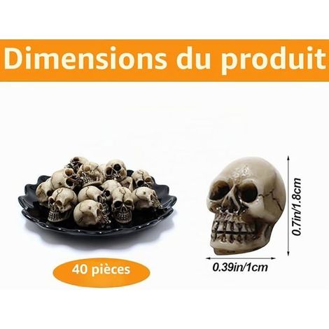 Tête de Mort 20 Pièces Résine Crane Decoration 2cm Ordinateur de Bureau Halloween Decoration pour Novelty DECORS DE TABLE (1/5)