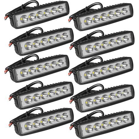 10-LED-Projektor, 6-Zoll-18-W-Lichtleiste, Aluminium IP67, für Motorrad, Auto, LKW, Geländewagen (1/5)