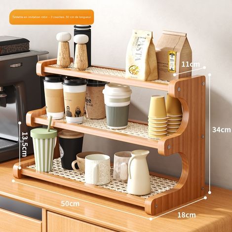 Présentoir à pots et tasses 3 étages 50 cm, support trapézoïdal pour plantes vertes et mugs, étagère à fleurs pour salon et véranda (1/3)
