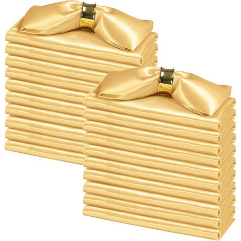 50 serviettes de table carrées en satin couleur or (12 x 12 pouces, petite taille), adaptées aux banquets et aux mariages. (1/5)