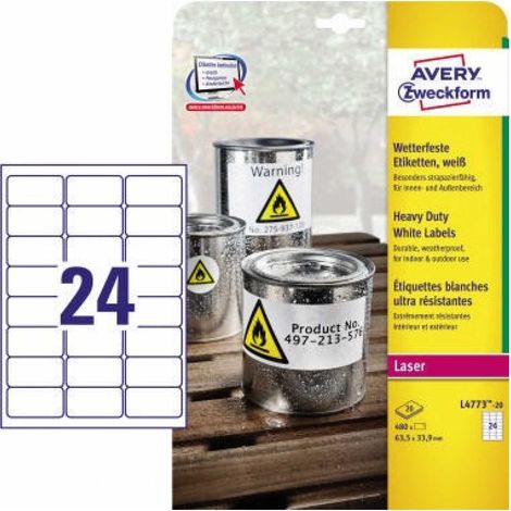 Folienetikett 63,5 x 33,9 mm (B x H) weiß 480 Etik./Pack. (1/5)