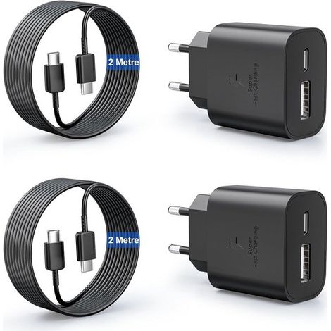Zwei 25-Watt-USB-C-Schnellladegeräte mit 2 m Kabel (1/5)
