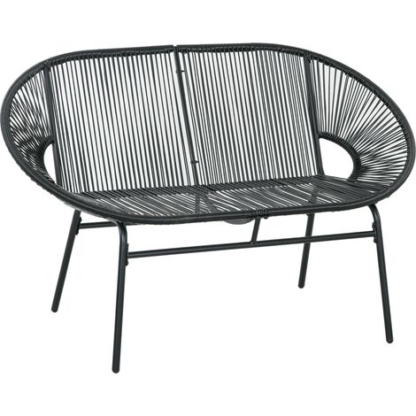 Panca da giardino 2 posti in polyrattan nero con struttura in acciaio HOMVRA (1/5)