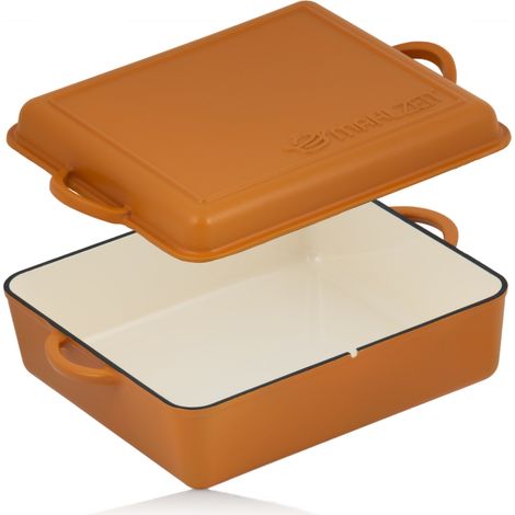 Mahlzeit Meal Asador de Hierro Fundido Esmaltado  10,8 Litros  Sunny Orange  Asador 2en1 con SartÃ©n (1/5)