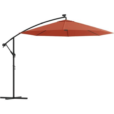 Ombrellone Parasole a Sbalzo con LED e Palo in Acciaio Terracotta (1/5)