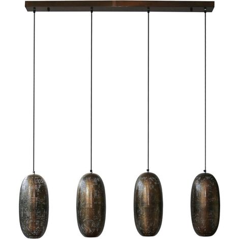 [GEBRAUCHT] B-Ware Hängeleuchte Cosima 4-flammig LED Pendelleuchte dimmbar bronze antik 125x18cm (1/2)